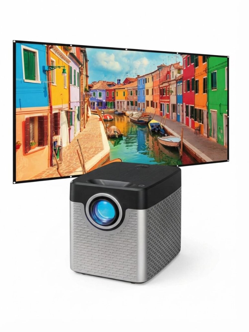Portable Home Movie Video Projector & Screen with Remote